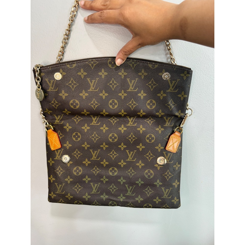 Louis Vuitton Monogram Canvas Foldover Clutch Shoulder Bag Brown TH9927 - Picture 4 of 10